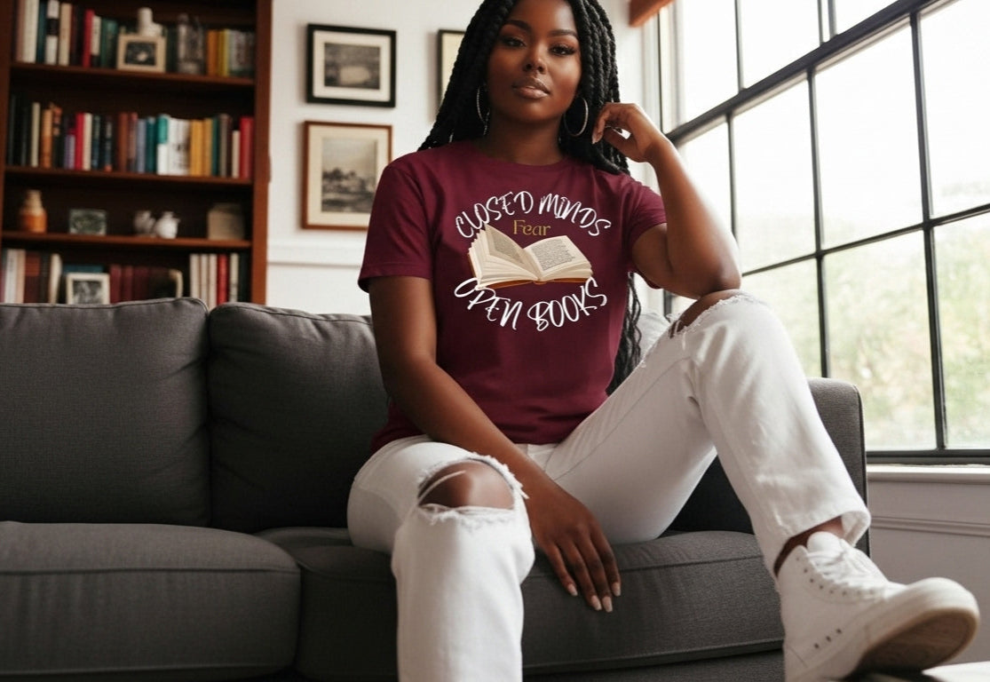 Closed Minds fear Open Books Unisex t-shirt